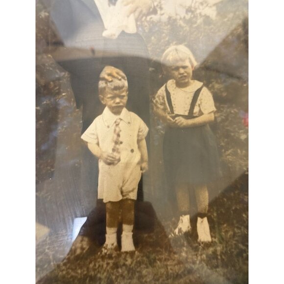 Antique Picture Frame Wood Ornate Gesso Convex Bubble Glass Picture Octagon Fami - Picture 5 of 12